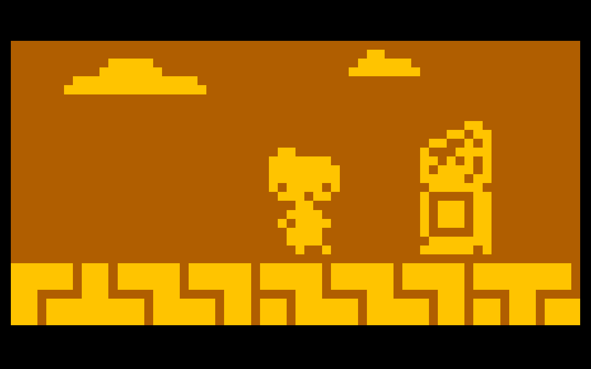 Un jeu CHIP-8 en pixels jaunes sur fond ocre (image : Octo, de John Earnest)